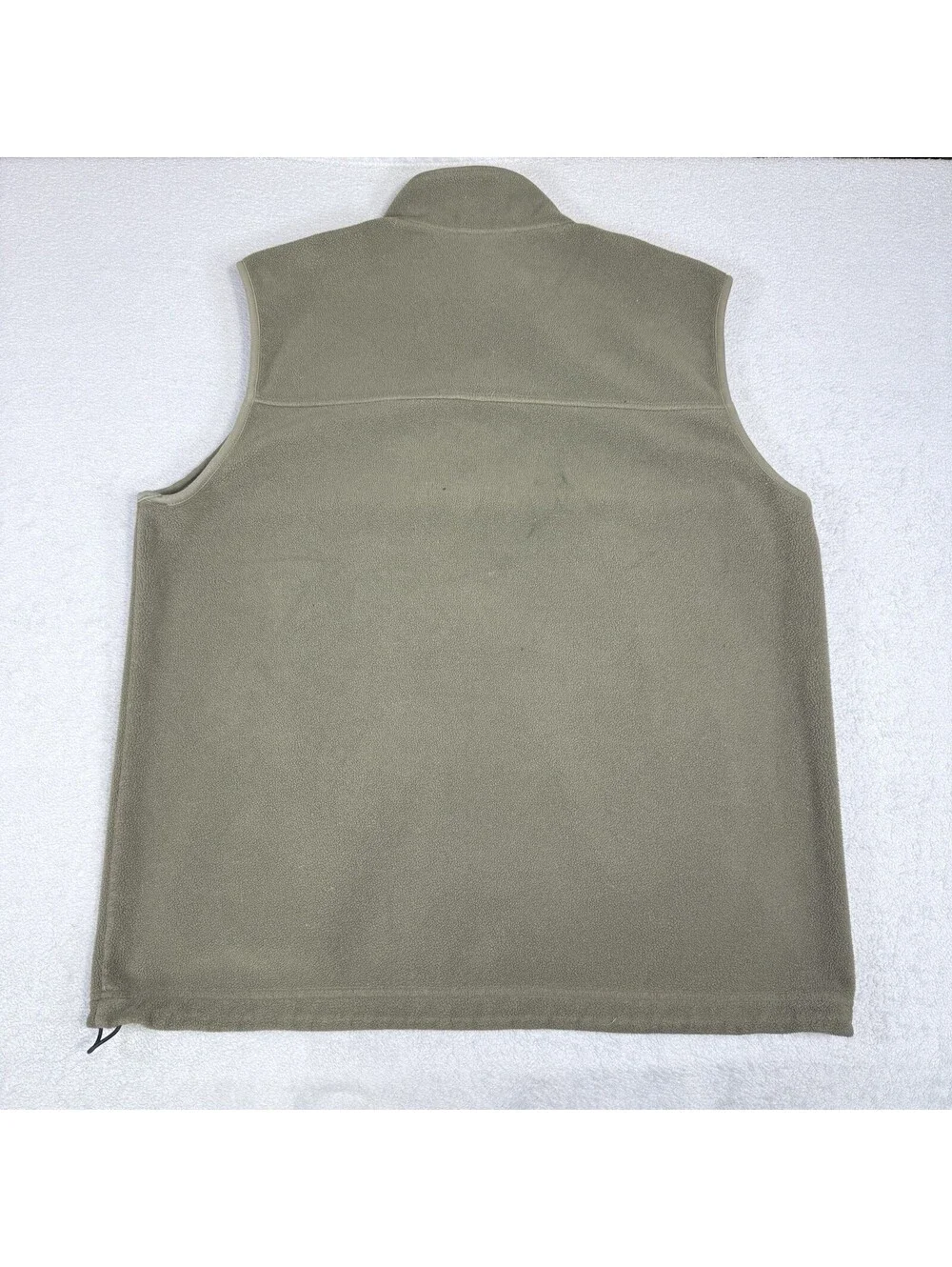 LL Bean Fleece Vest Mens XL Tall Green Full Zip Mock Neck Pockets